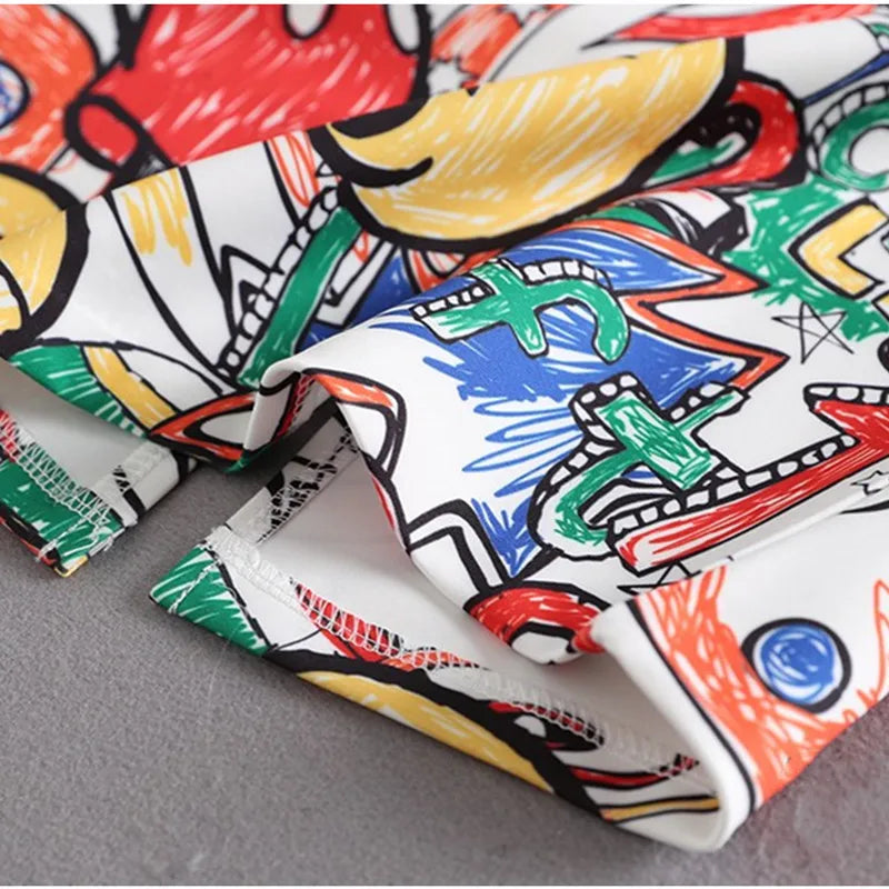 High Waist Cartoon Print Slim Skirts