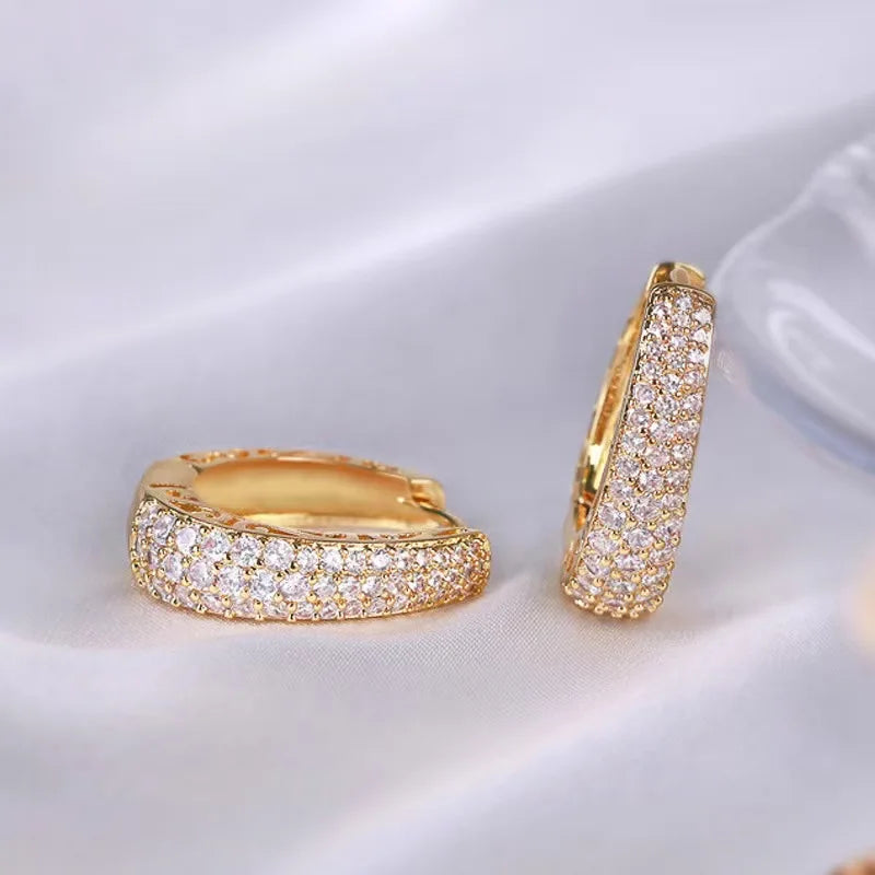 Paved Dazzling CZ Stone Hoop Earrings
