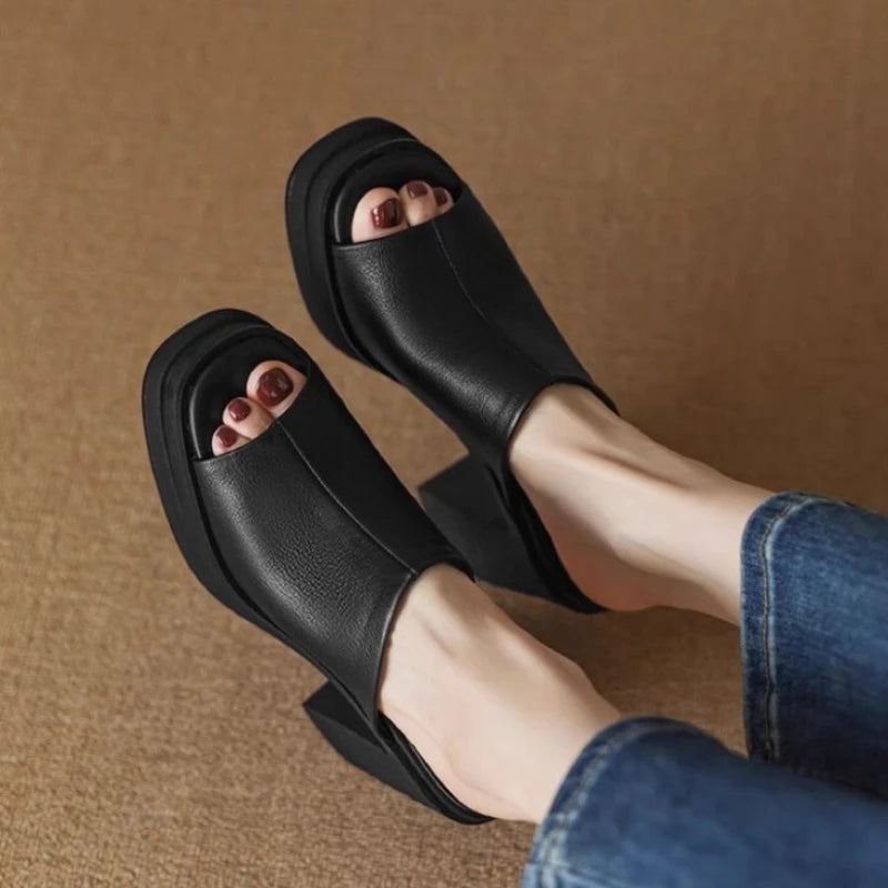 High Heels Thick Bottom Round Head Open Toe Sandals