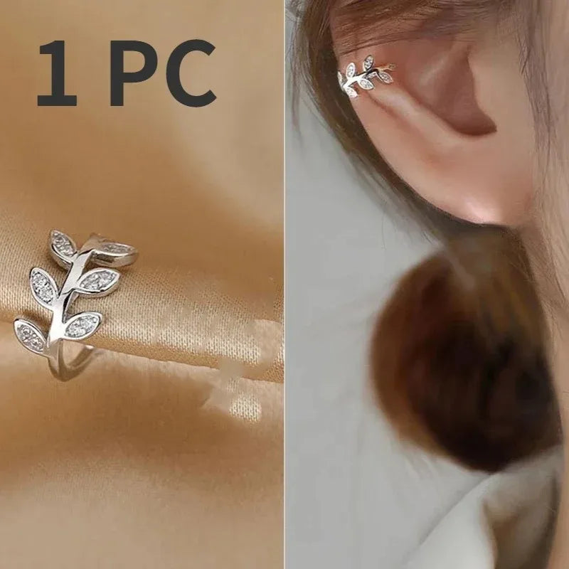 Metal Leaf Earcuff Clips On Earrings