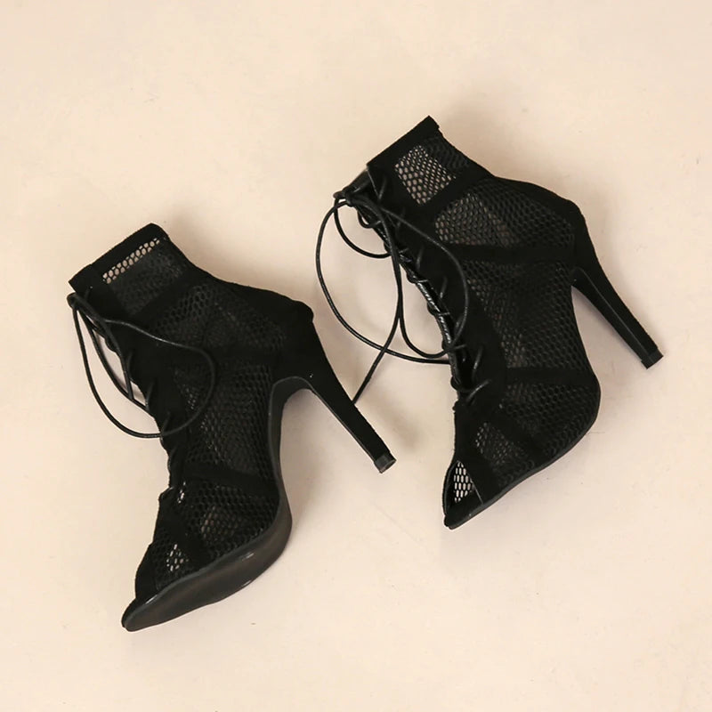 Cross-tied Peep Toe Heels