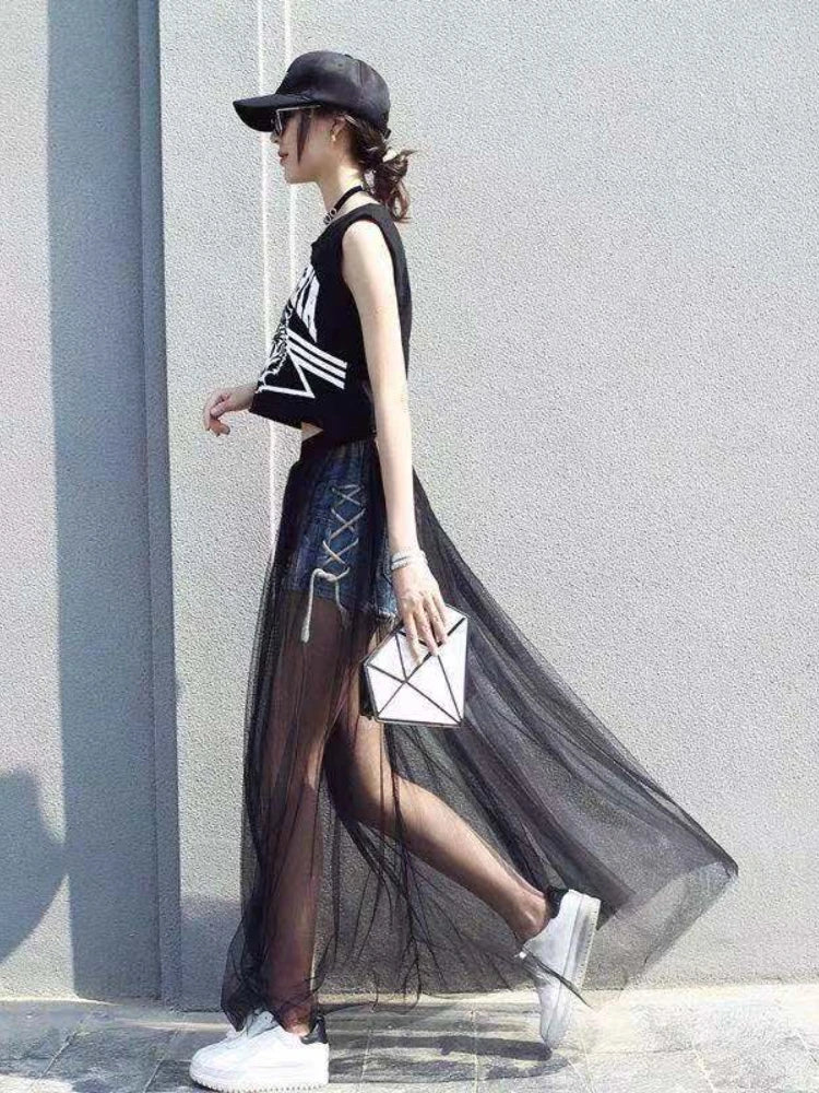 Long Lace Transparent Skirts
