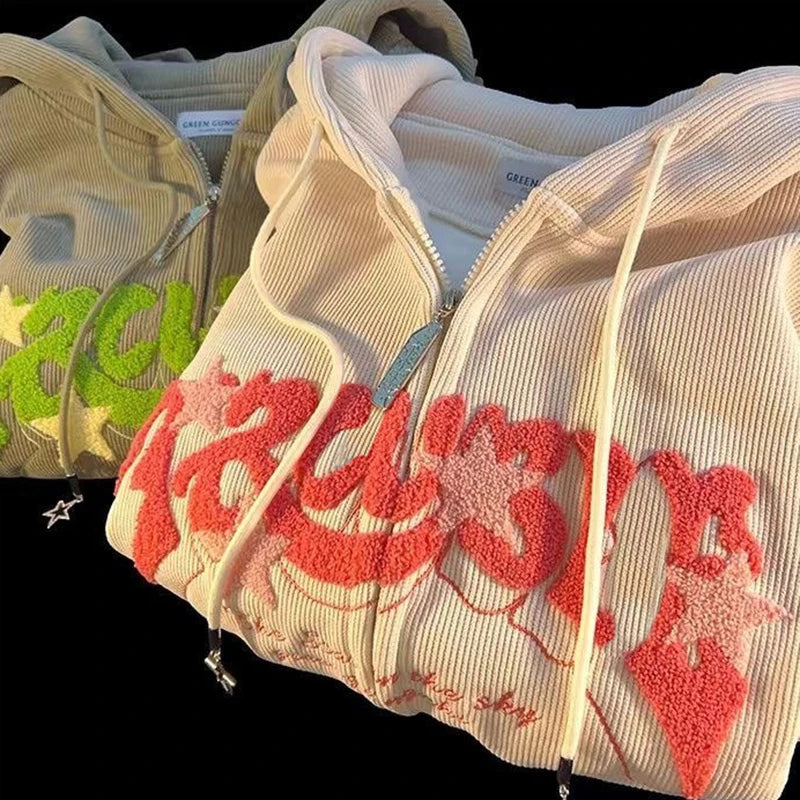 Patchwork Hooded Sweatshirt Jacket