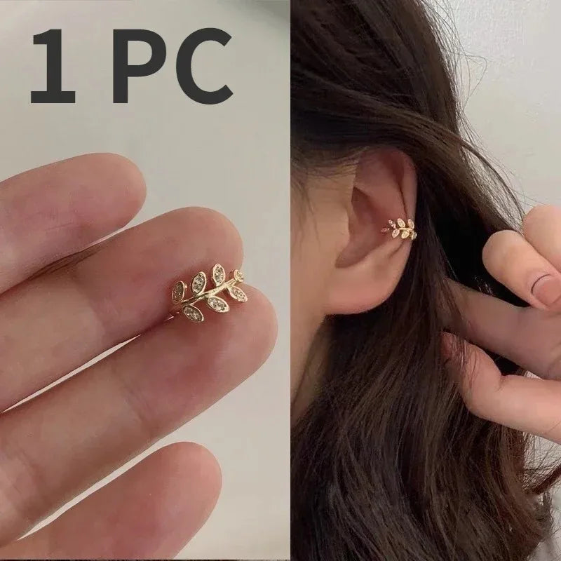 Metal Leaf Earcuff Clips On Earrings