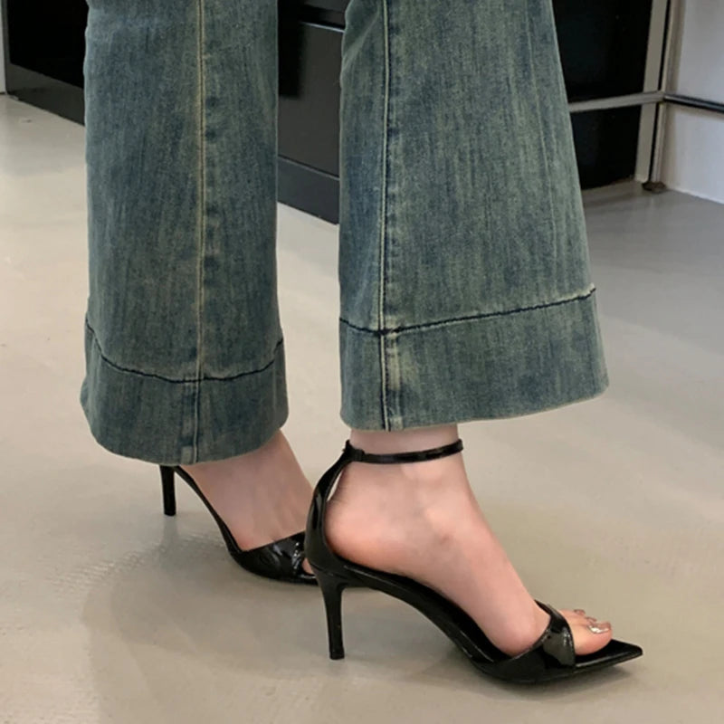 Pointed Toe Ankle Strap Thin High Heel