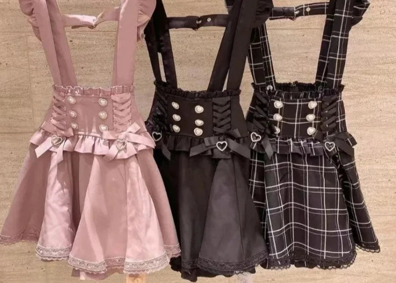 Retro Bow Pearl Buckle With Lace A-Line Mini Skirts