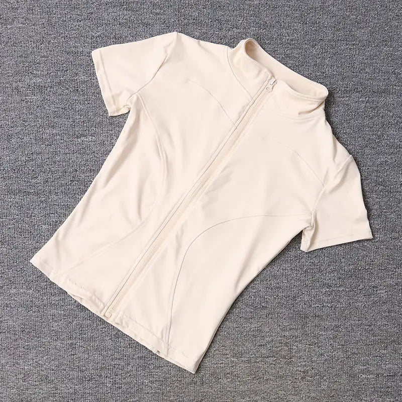 Training- Full Zipper Short Sleeves Yoga shirts