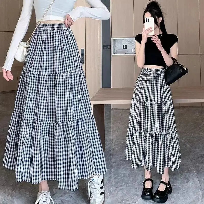 Checkered High Waist Skirts