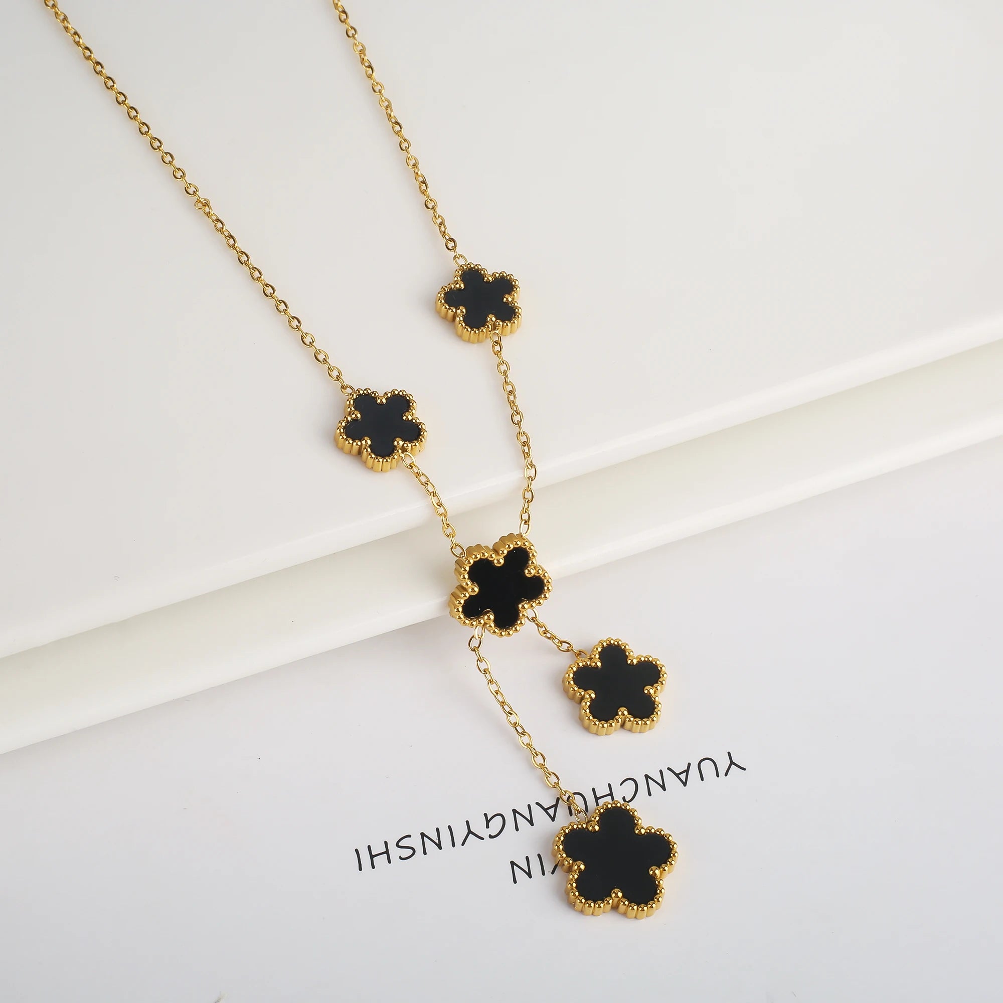 Stainless Steel Laser Five Leaf Flower Adjustable Clover Bracelets