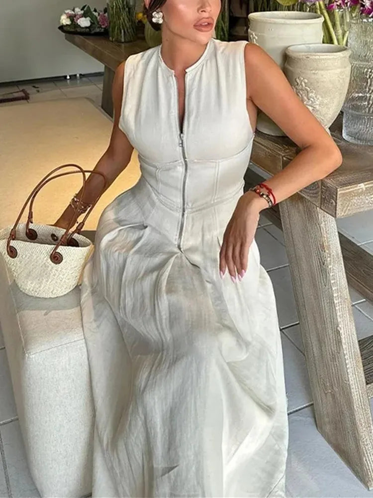 Zipper Bodycon Long Dress