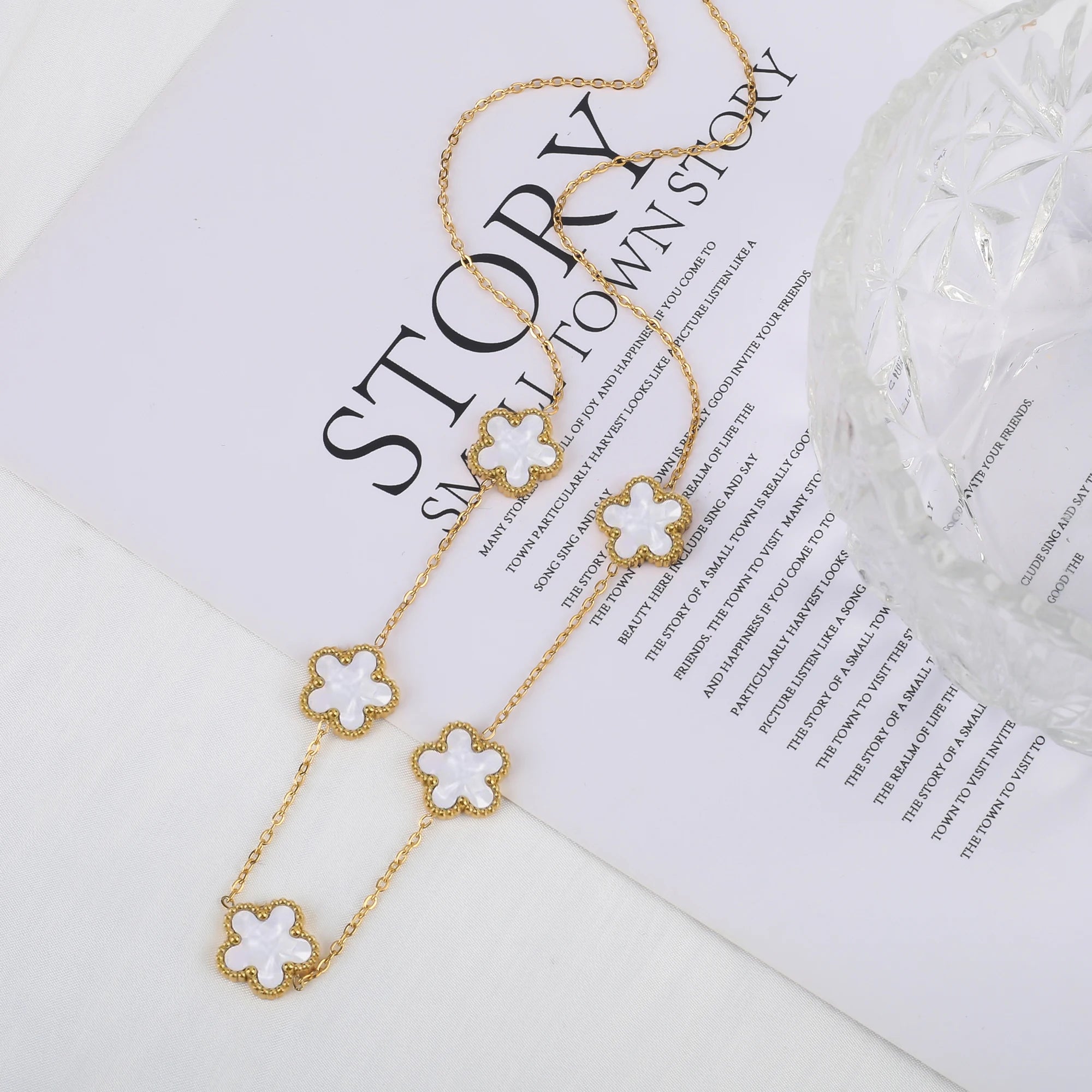 Stainless Steel Laser Five Leaf Flower Adjustable Clover Bracelets