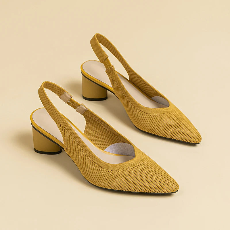 Knitted Round Thick Heels