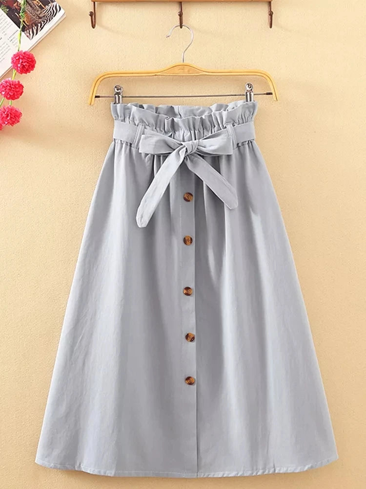 Midi Knee Length High Waist Pleated Skirts