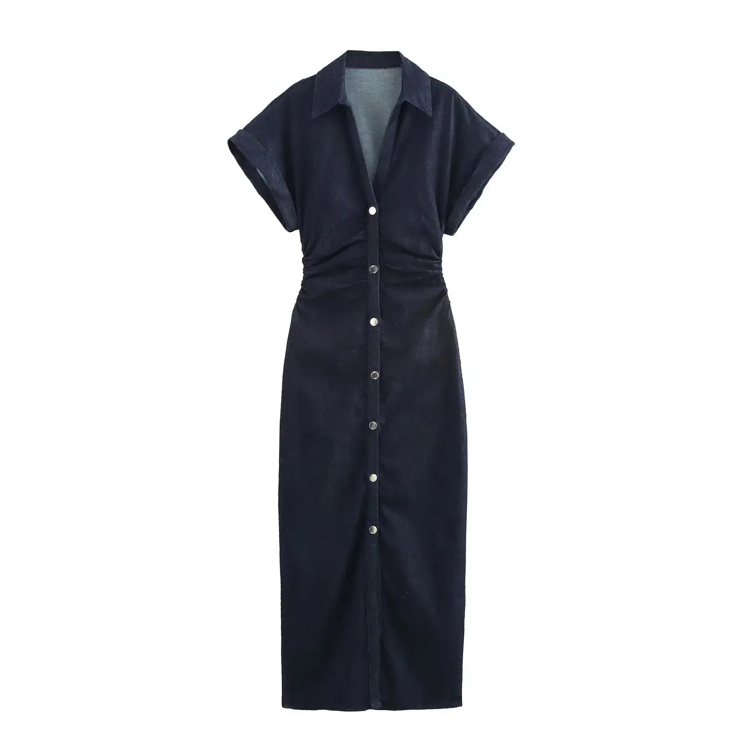 Denim Midi Dress Button-Up
