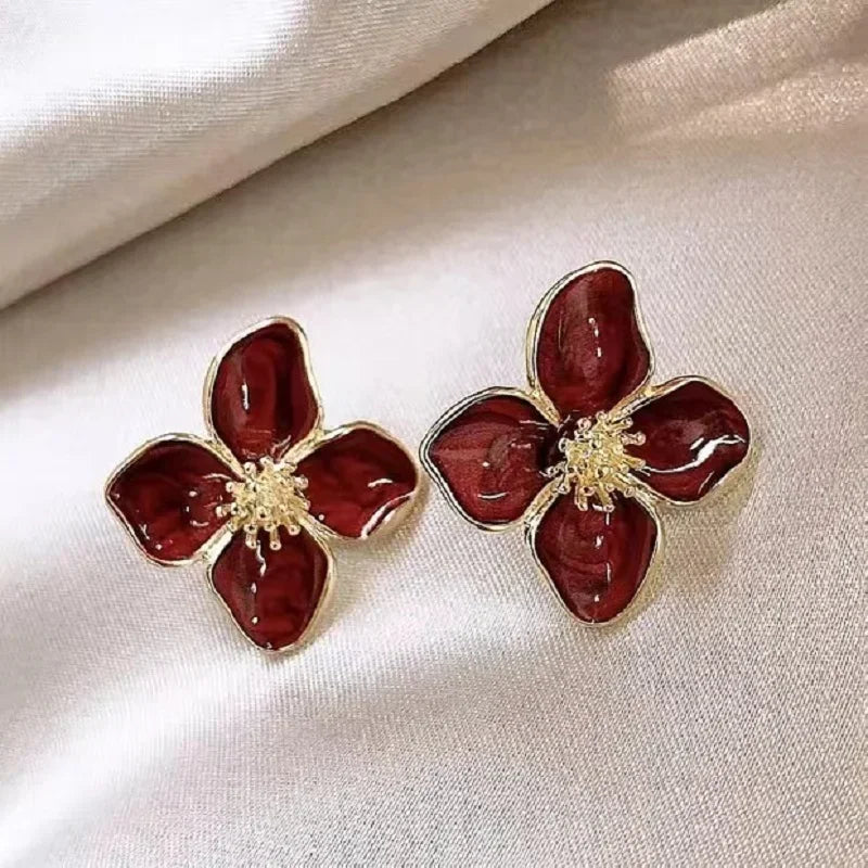 Dripping Oil Flower Stud Earrings
