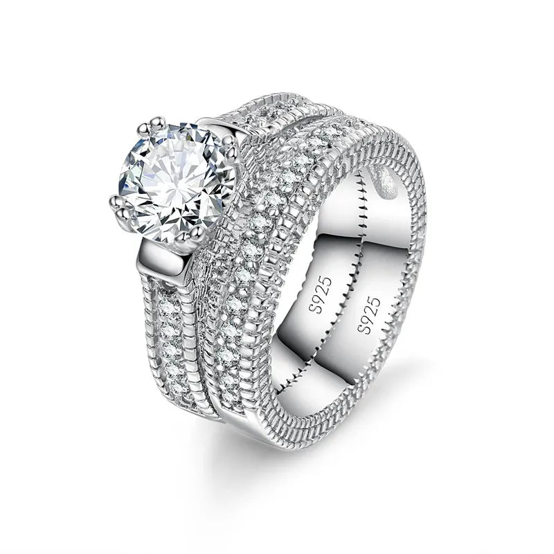 Sterling Silver Shiny Cubic Zircon Stone Ring