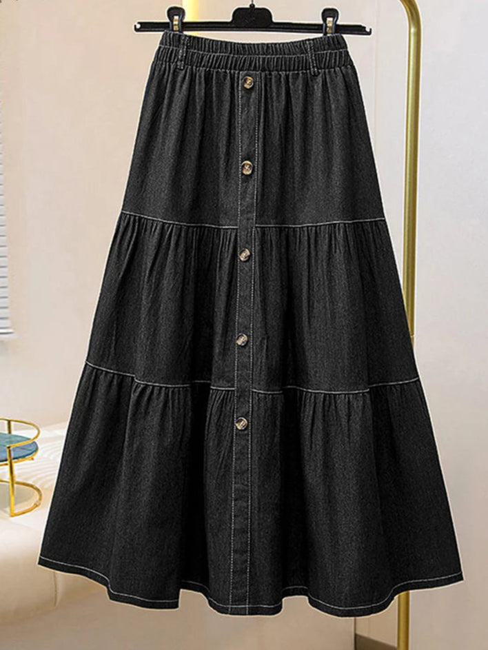 Elastic Waist Denim Skirts