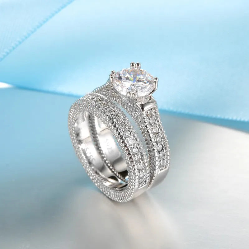Sterling Silver Shiny Cubic Zircon Stone Ring