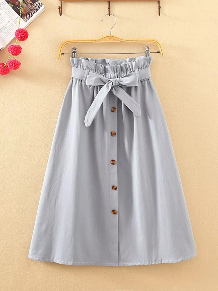 Midi Knee Length High Waist Pleated Skirts