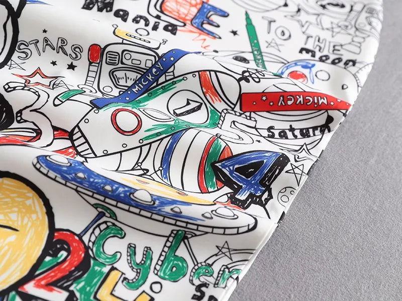 High Waist Cartoon Print Slim Skirts