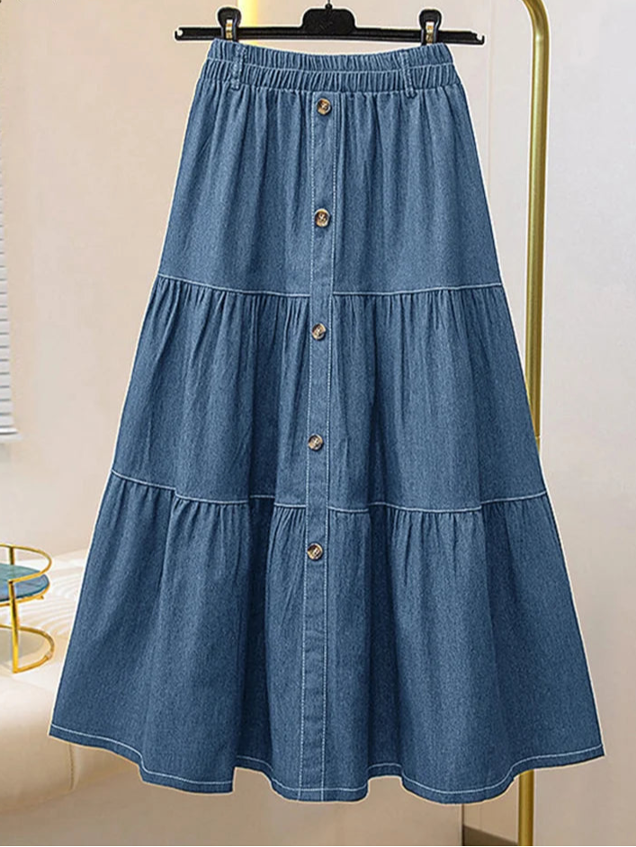 Elastic Waist Denim Skirts