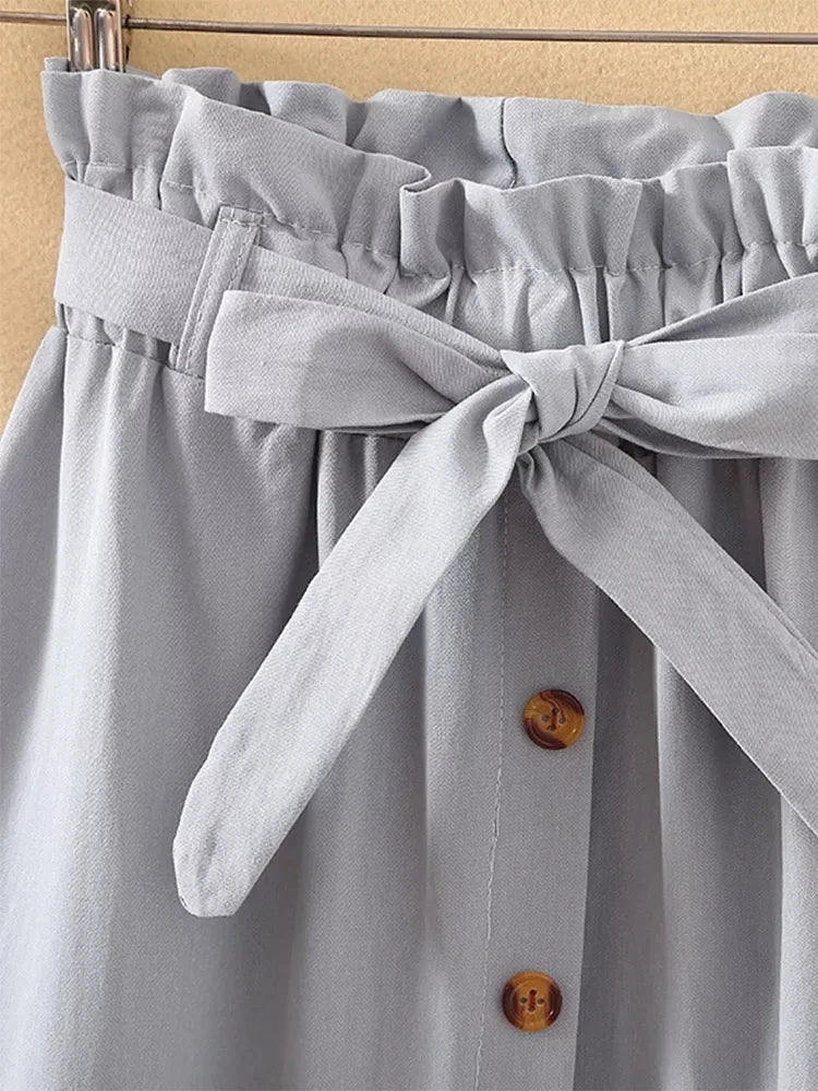 Midi Knee Length High Waist Pleated Skirts