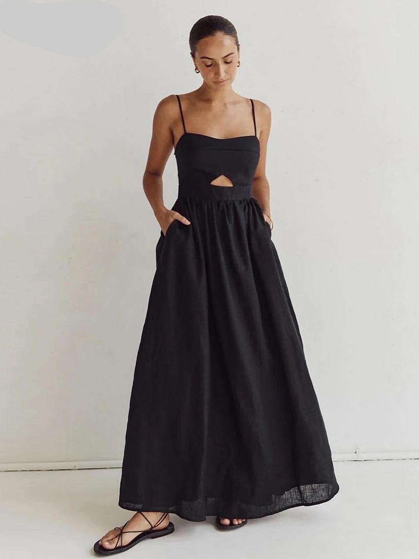 Cotton Strap Sleeveless Ankle Length Dress