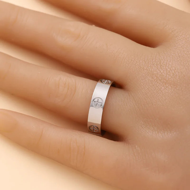 Classic Cross Stainless Steel Rings For Women Men