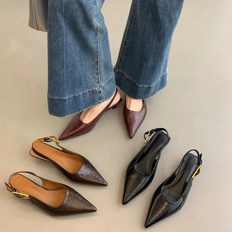 Pointed Toe Women Sing-back Low Heels