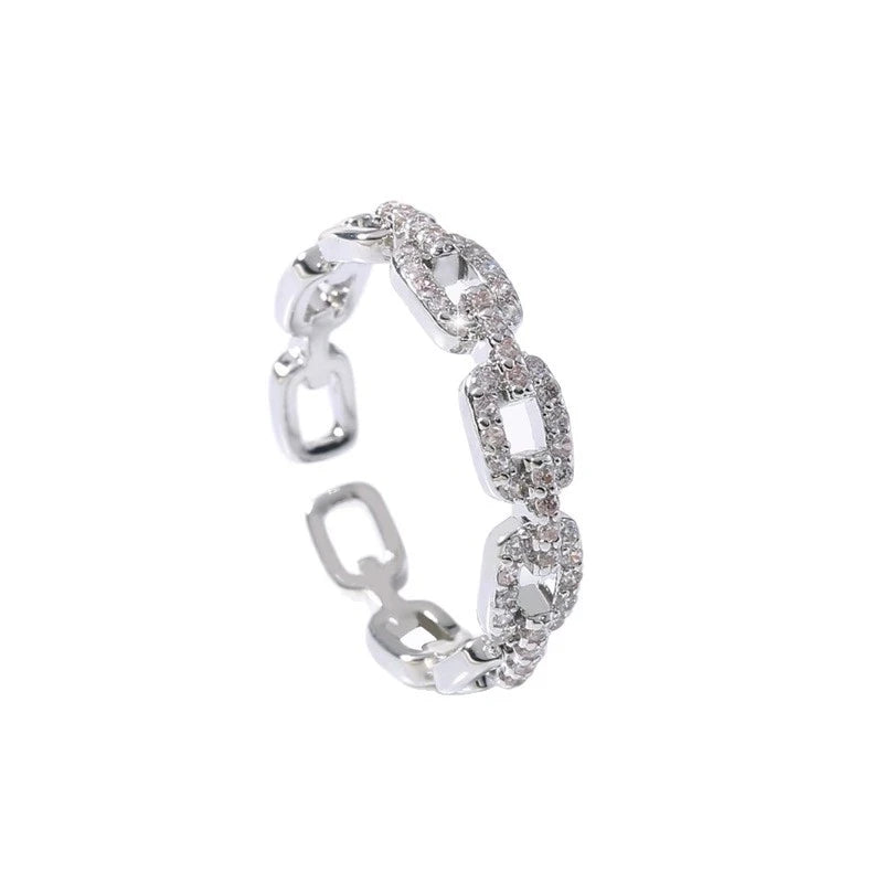 Zircon Twist Chain Open Rings