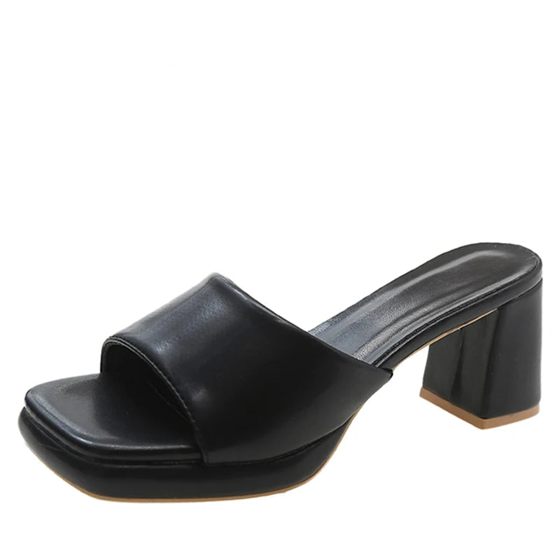 Chunky Heels Platform Flip Flops