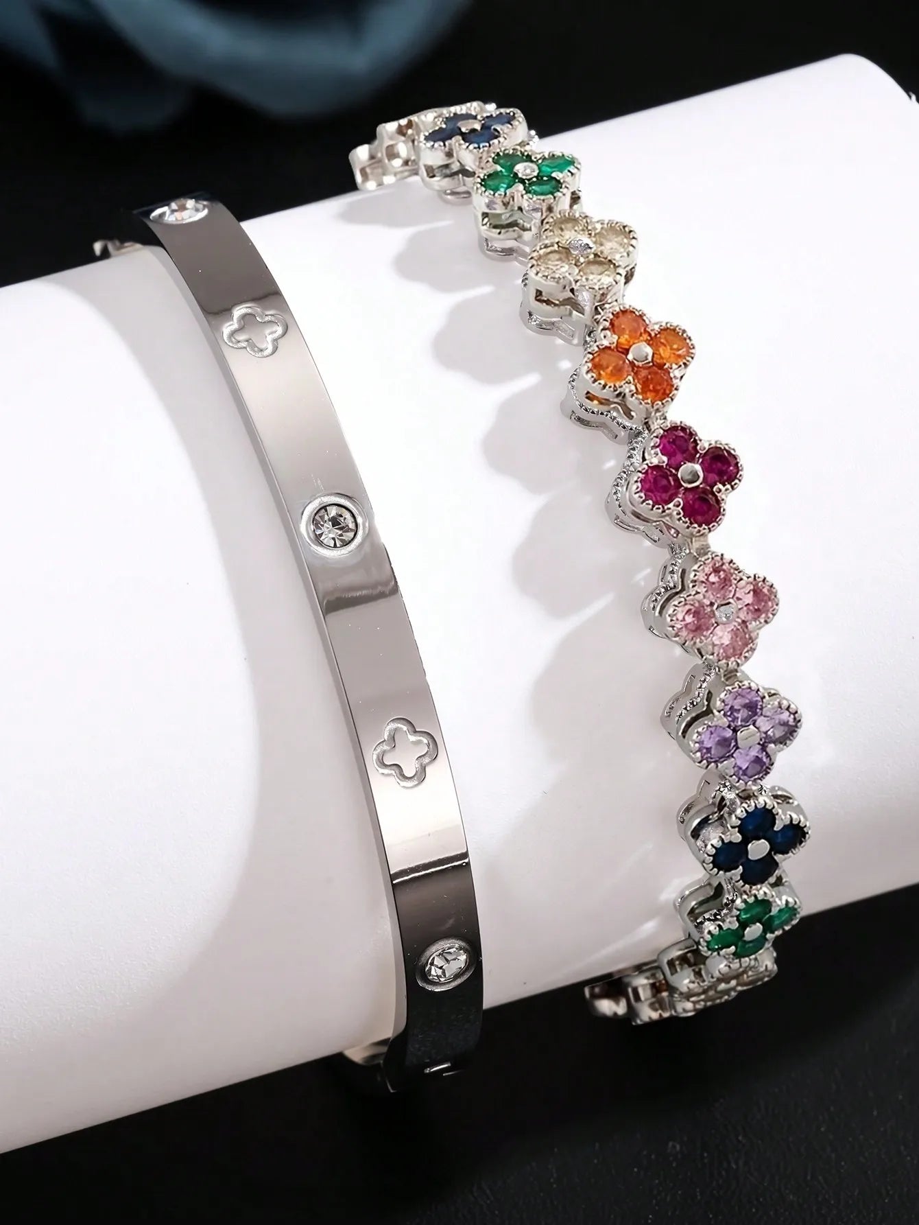 Stainless Steel Shining Zircon Inlaid Charm