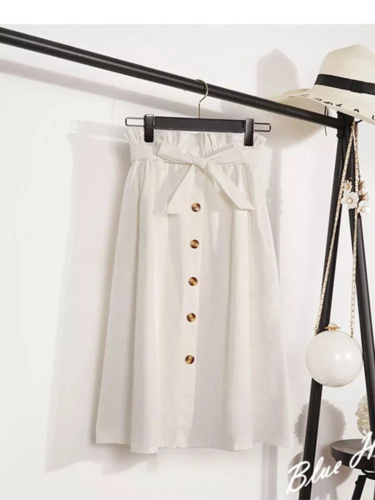 Midi Knee Length High Waist Pleated Skirts