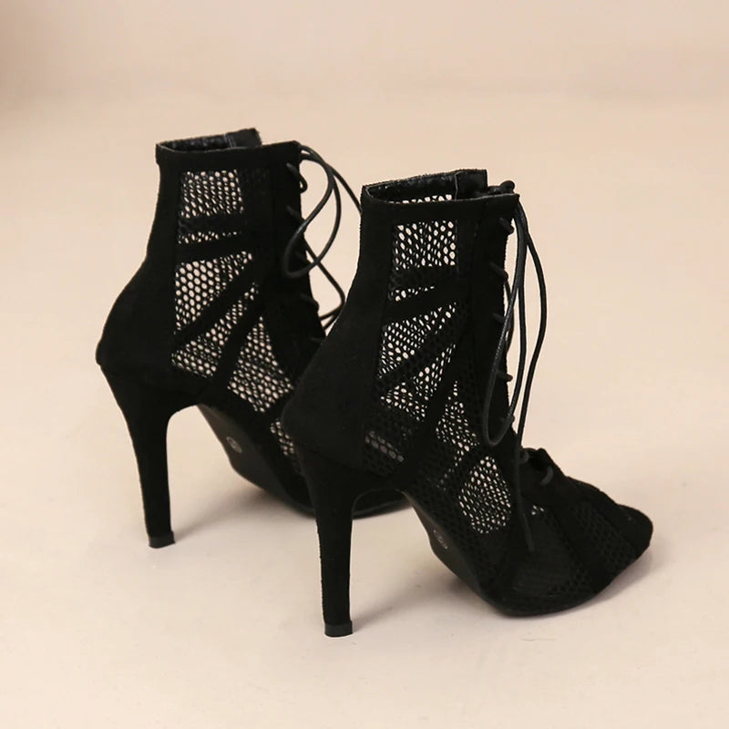Cross-tied Peep Toe Heels