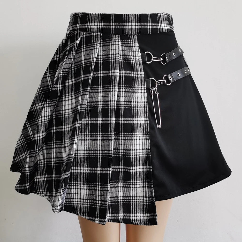Plaid Pleated Mini High Waist Skirts
