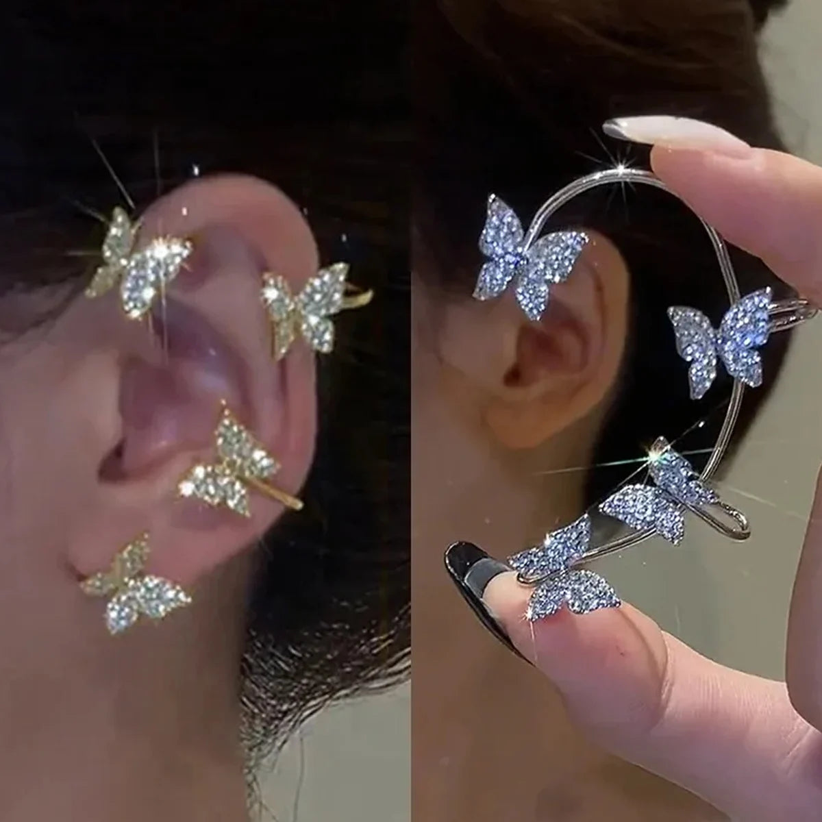 Sparkling Butterfly Ear Clips Without Piercing