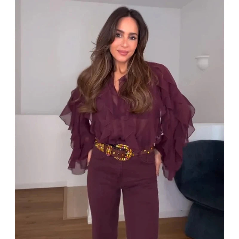 Ruffle Womens Top