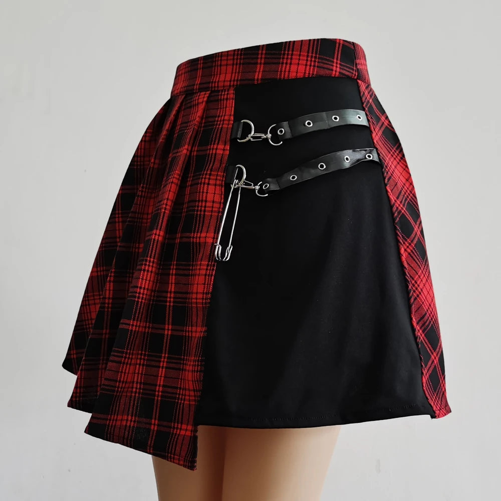 Plaid Pleated Mini High Waist Skirts