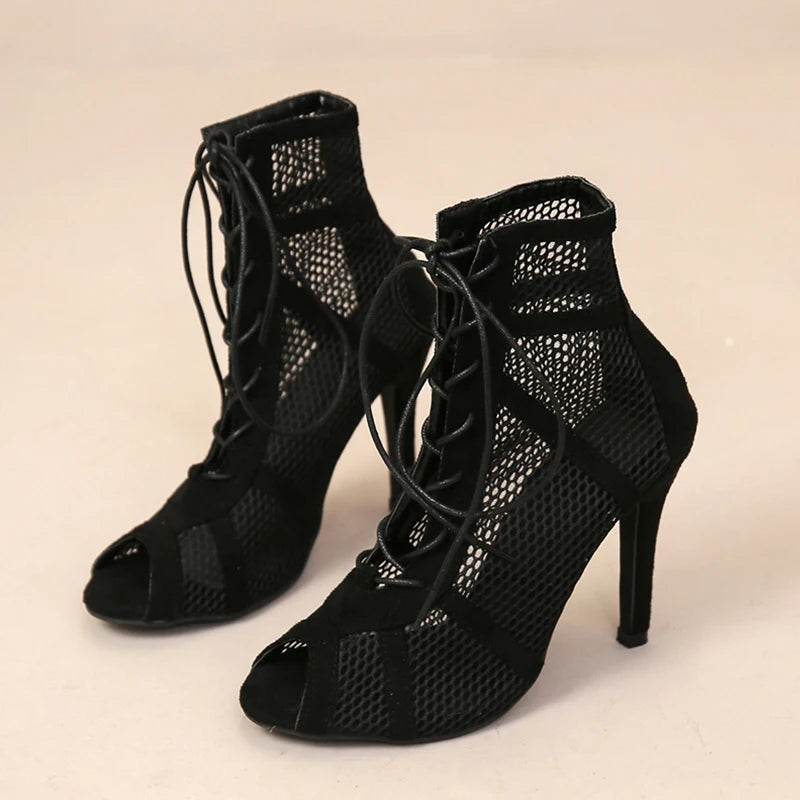 Cross-tied Peep Toe Heels