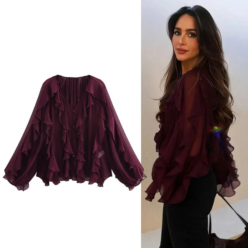 Ruffle Womens Top