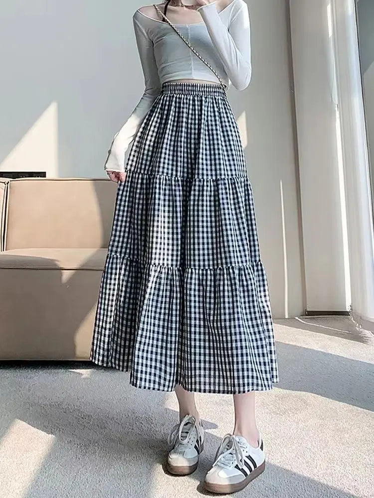 Checkered High Waist Skirts