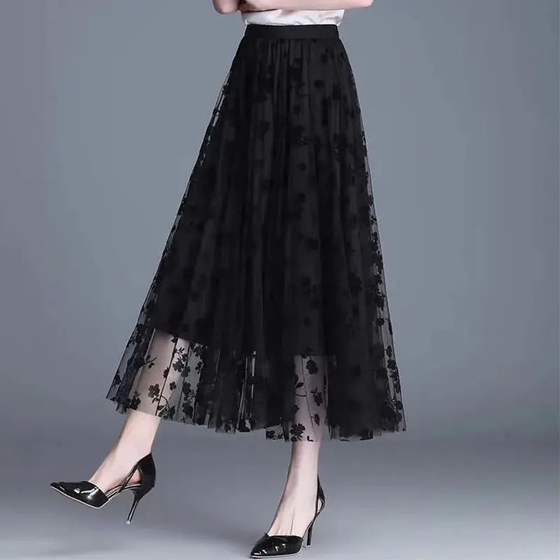 Floral Half Fairy Pleated Gauze Skirts