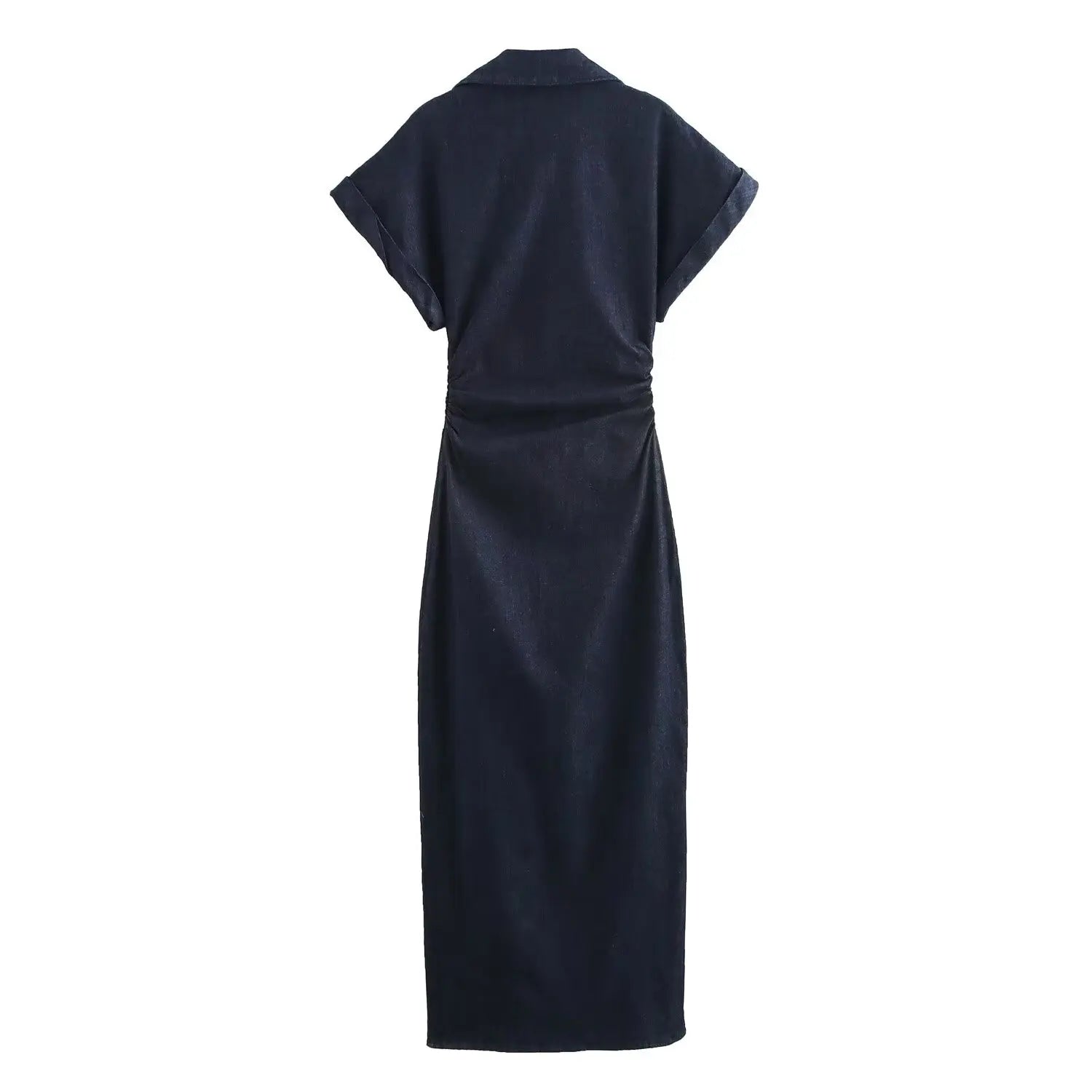 Denim Midi Dress Button-Up