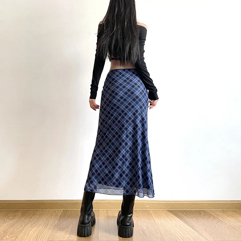 Ankle-Length Plaid Print Wrap Skirts