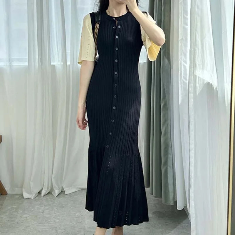 Hollow Slimming Fish Tail Knit Dress