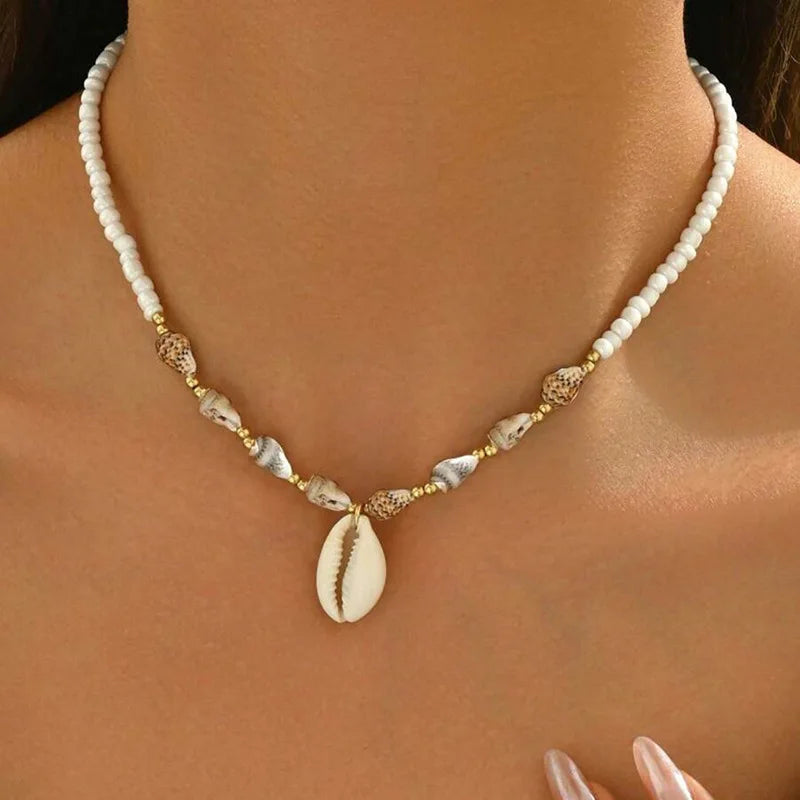 Rice Beads Starfish Pendant Necklace