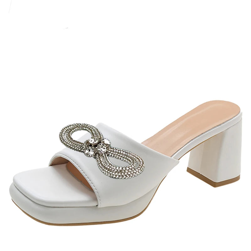 Chunky Heels Platform Flip Flops