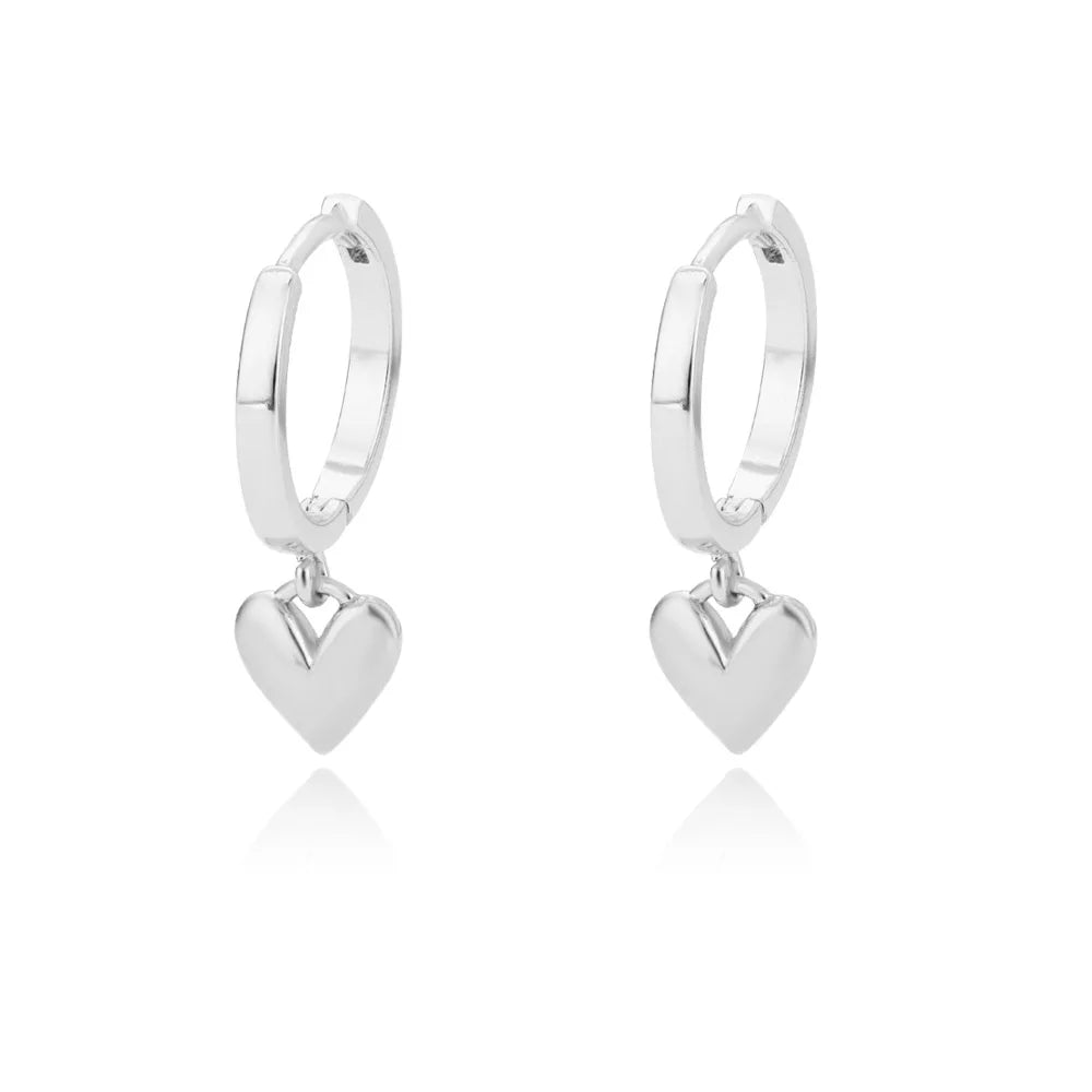 Stainless Steel Hollow Zircon Heart Earrings
