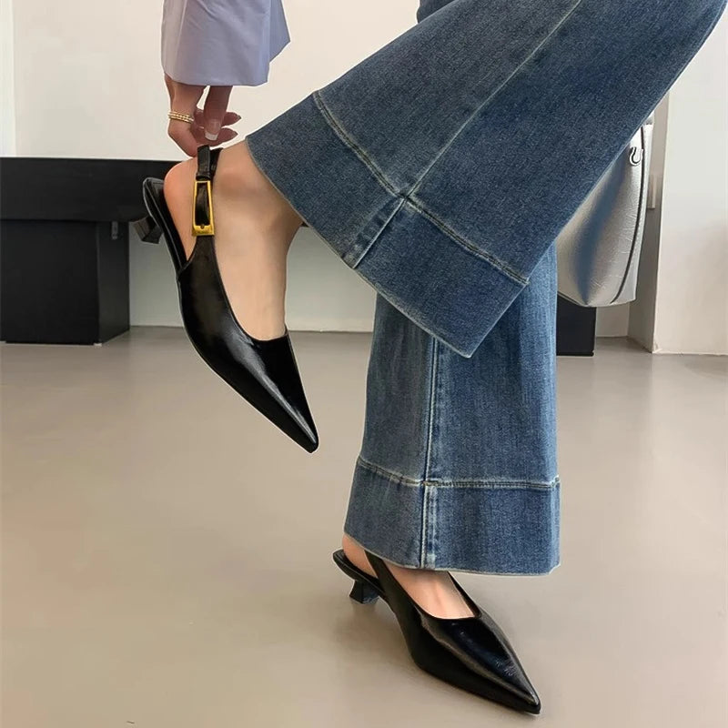Pointed Toe Women Sing-back Low Heels