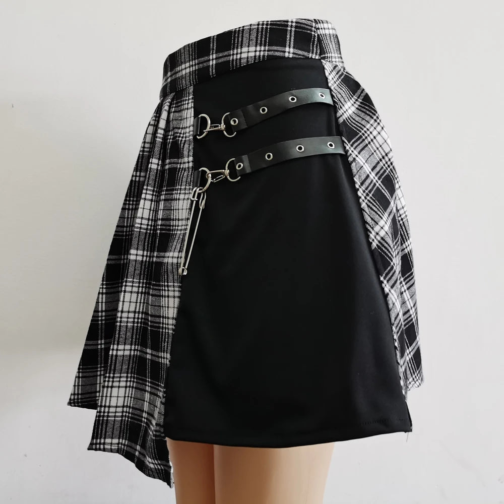 Plaid Pleated Mini High Waist Skirts
